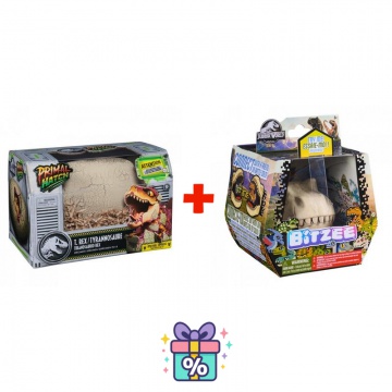 Set conveniente: Dino interattivo T-rex che si schiude dall'uovo + Bitzee mondo giurassico con dinosauri