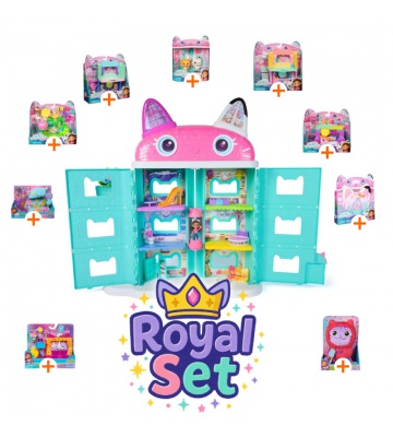 Royal set: Grande casa di Gabby’s Dollhouse dal film con 9 accessori + DJ Catnip di peluche GRATIS