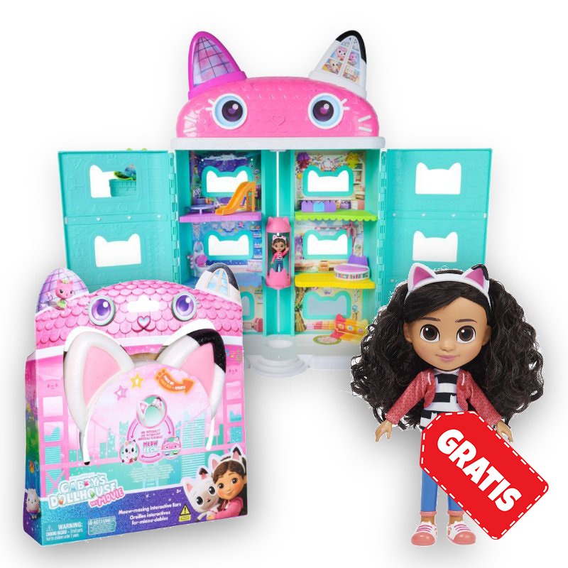 OFFERTA: La casa delle bambole di Gabby grande casa del film + orecchie con effetti + bambola pettinabile Gratuito