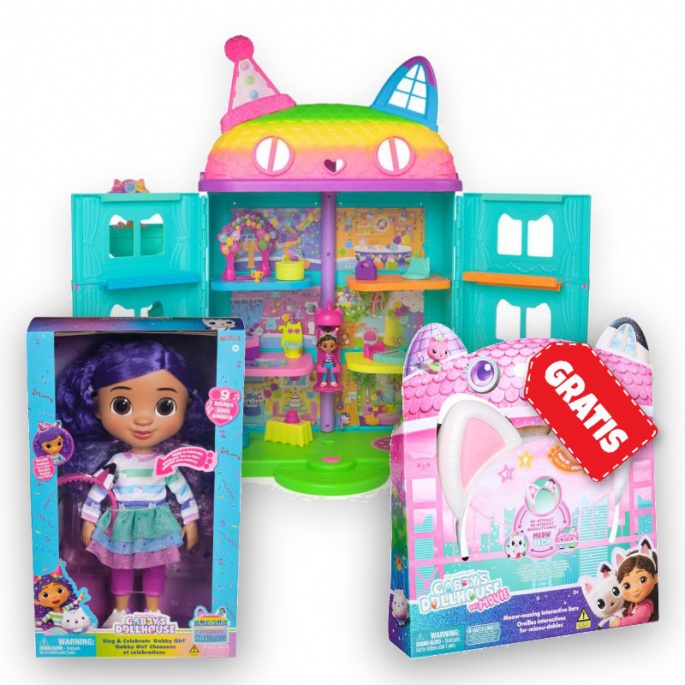 OFFERTA: Gabby’s Dollhouse grande casa festa + bambola interattiva + orecchie GRATIS