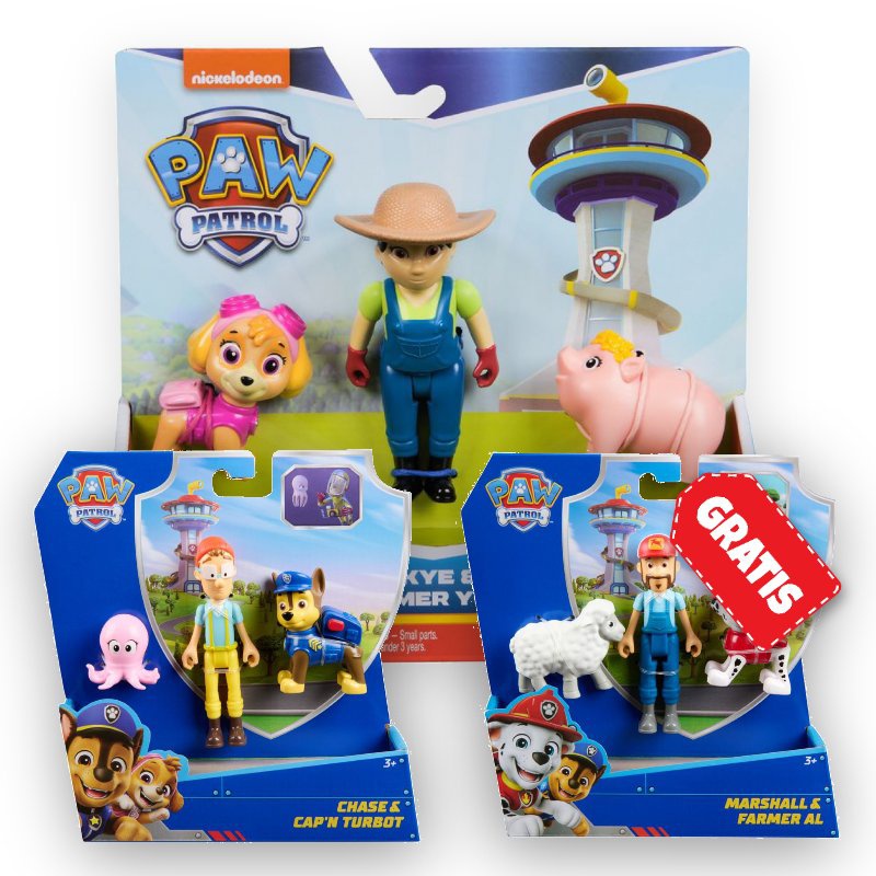 OFFERTA: Paw Patrol Yumi e Skye + Chase e il Capitano Turbot + Marshal e il contadino Al GRATIS