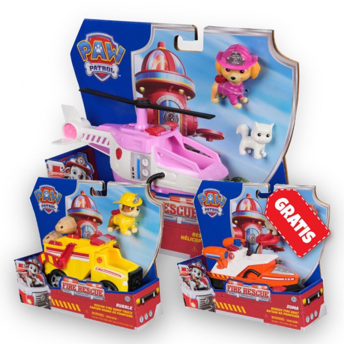 OFFERTA: Veicoli Paw Patrol Fire Rescue Skye + Rubble + Zuma GRATIS