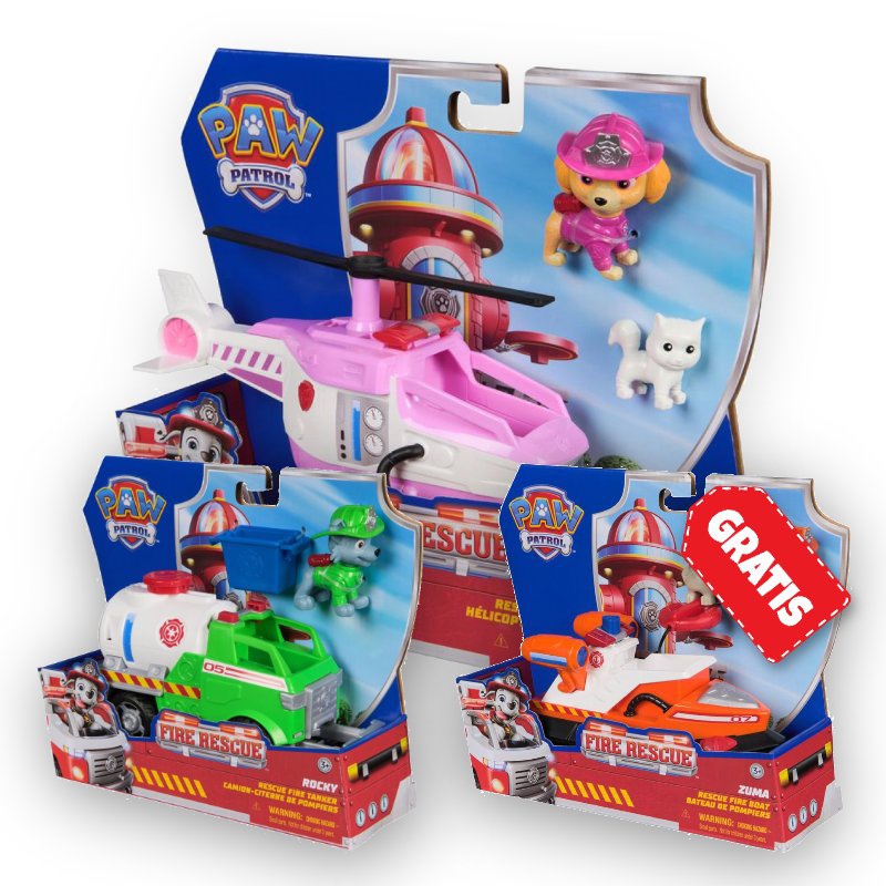 OFFERTA: veicoli Fire Rescue Paw Patrol Skye + Rocky + Zuma GRATIS
