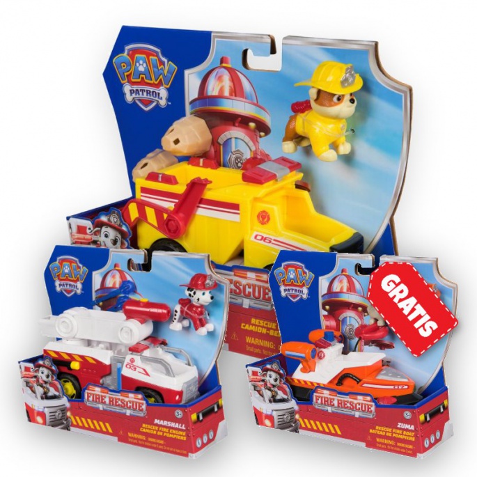 OFFERTA: veicoli Paw Patrol Fire Rescue Rubble + Marshall + Zuma GRATIS