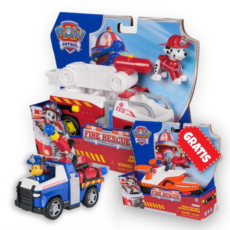 OFFERTA: veicoli Paw Patrol Fire Rescue Marshall + Chase + Zuma GRATIS