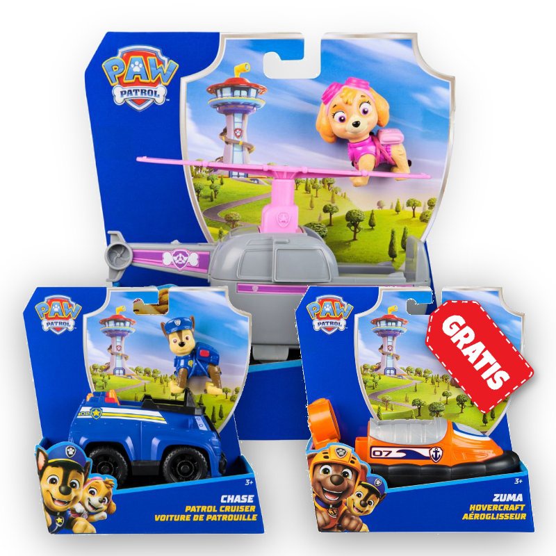 OFFERTA: veicoli base Paw Patrol Skye + Chase + Zuma GRATIS
