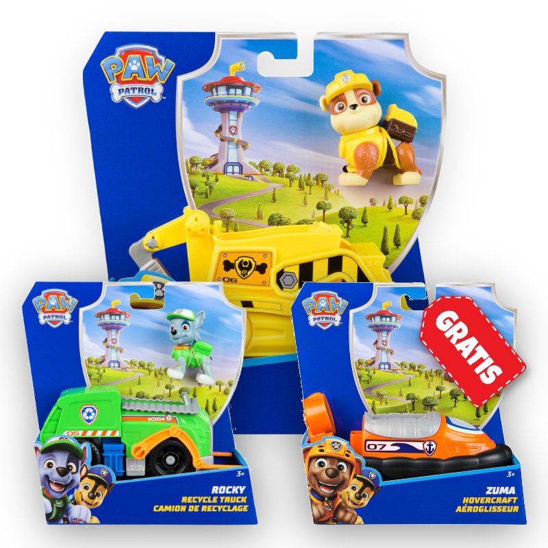 OFFERTA: veicoli base Paw Patrol Rubble + Rocky + Zuma GRATIS