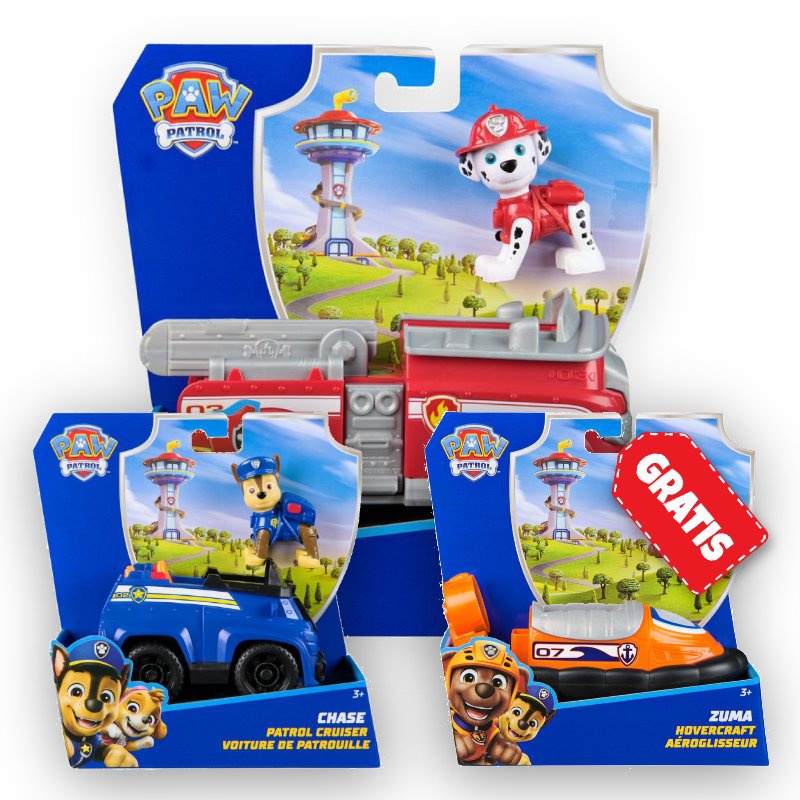 OFFERTA: veicoli base Paw Patrol Marshall + Chase + Zuma GRATIS