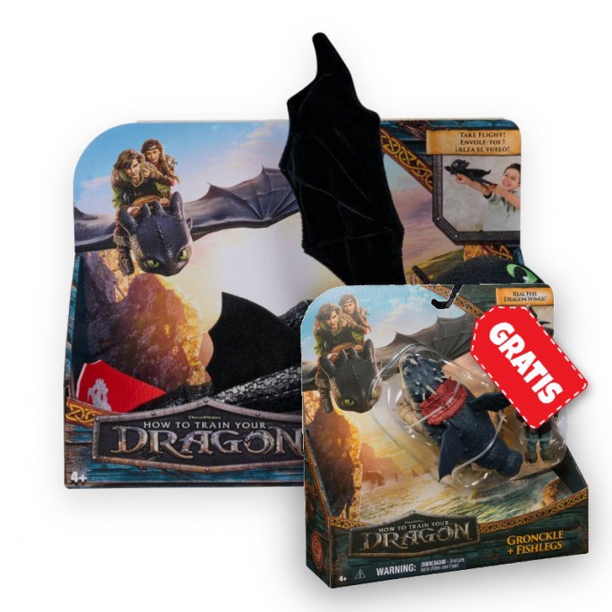 Set vantaggioso: Dragon Trainer peluche Sdentato abbracciante + Gronkio e Gambedipesce