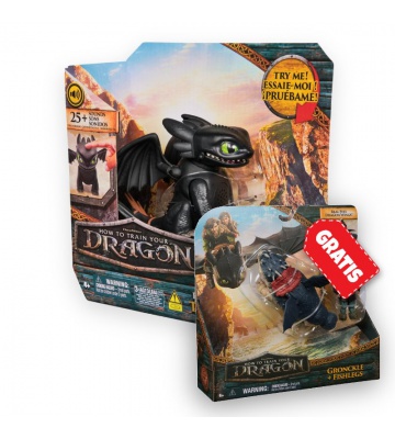 Set vantaggioso: Dragon Trainer mini drago con suoni e movimento Sdentato + Gronkio e Gambedipesce