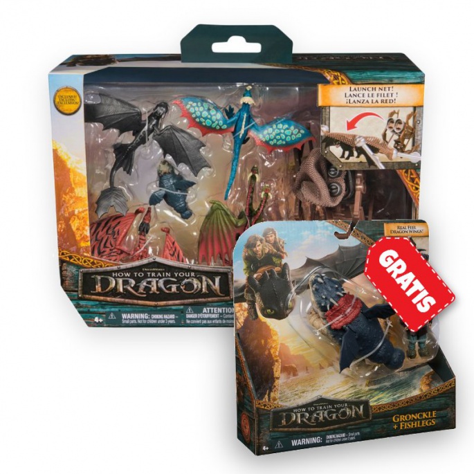 Set vantaggioso: Dragon Trainer multibalení figure + drago e Viking Gronkio e Gambedipesce