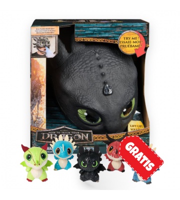 OFFERTA: Maschera Dragon Trainer Sdentato con suoni e luci + draghi di peluche nel barile GRATIS