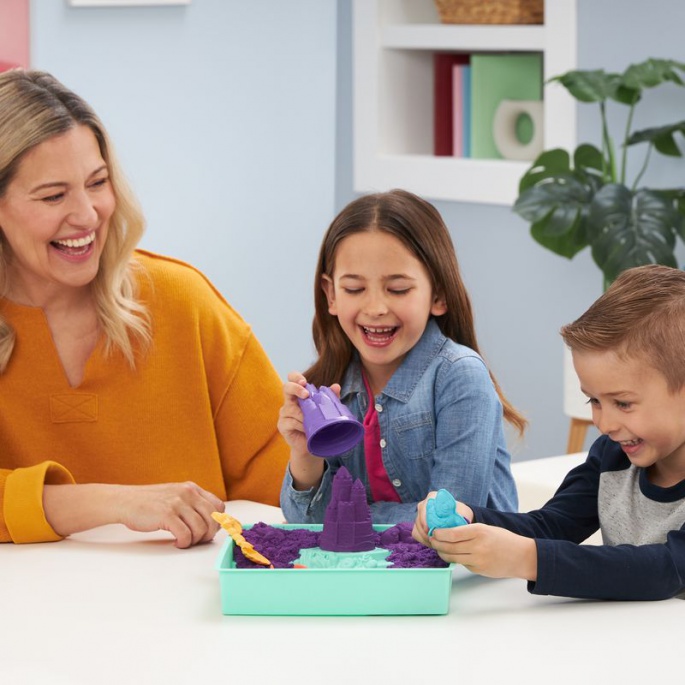Kinetic Sand scatola di sabbia liquida con sottopentola viola