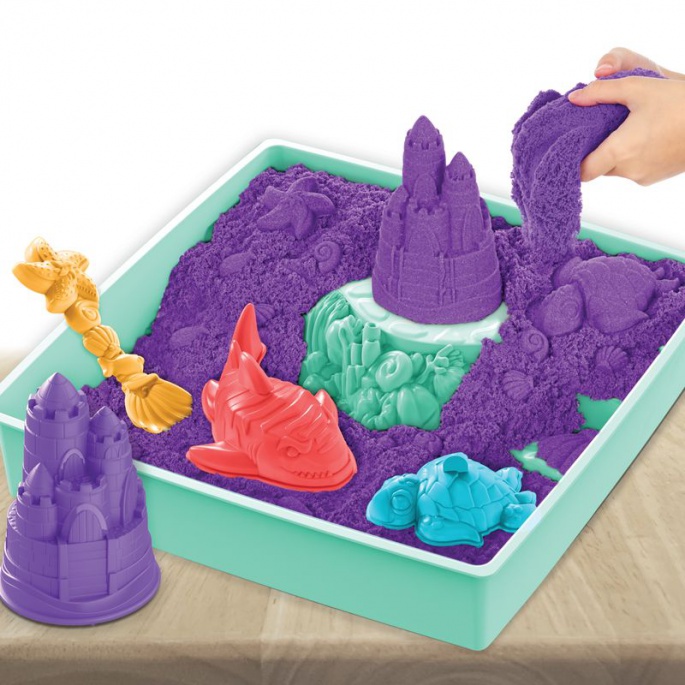 Kinetic Sand scatola di sabbia liquida con sottopentola viola
