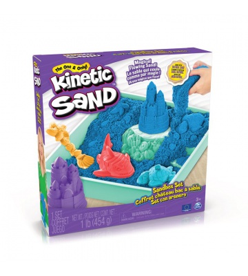 Kinetic Sand scatola di sabbia liquida con base blu