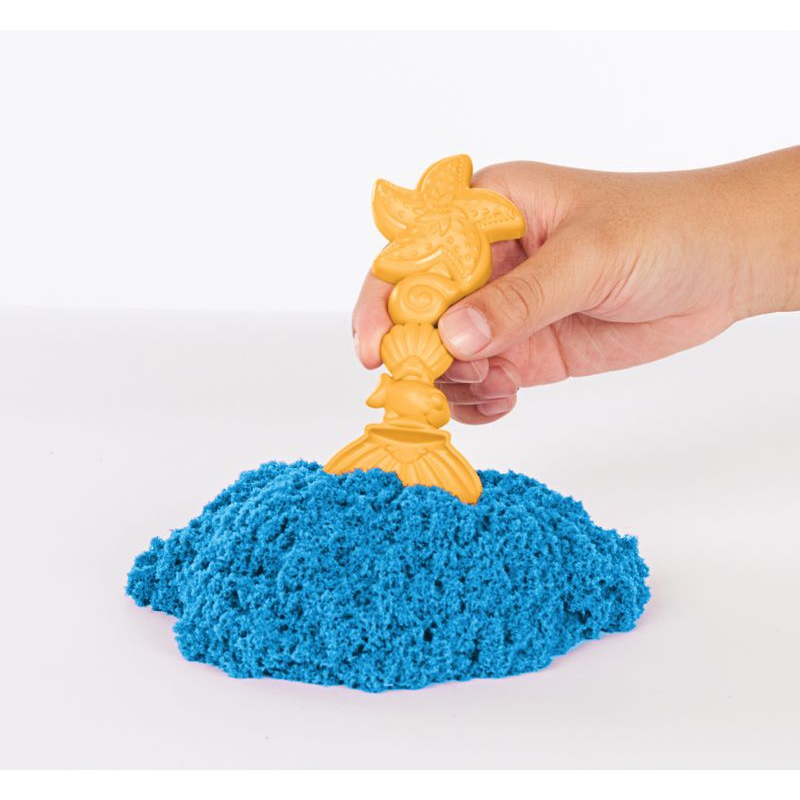 Kinetic Sand scatola di sabbia liquida con base blu