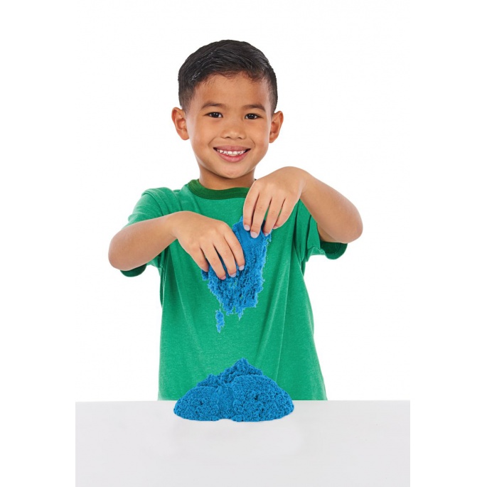 Kinetic Sand scatola di sabbia liquida con base blu