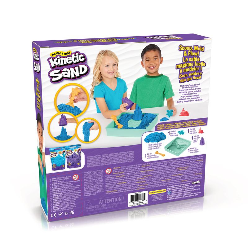 Kinetic Sand scatola di sabbia liquida con base blu
