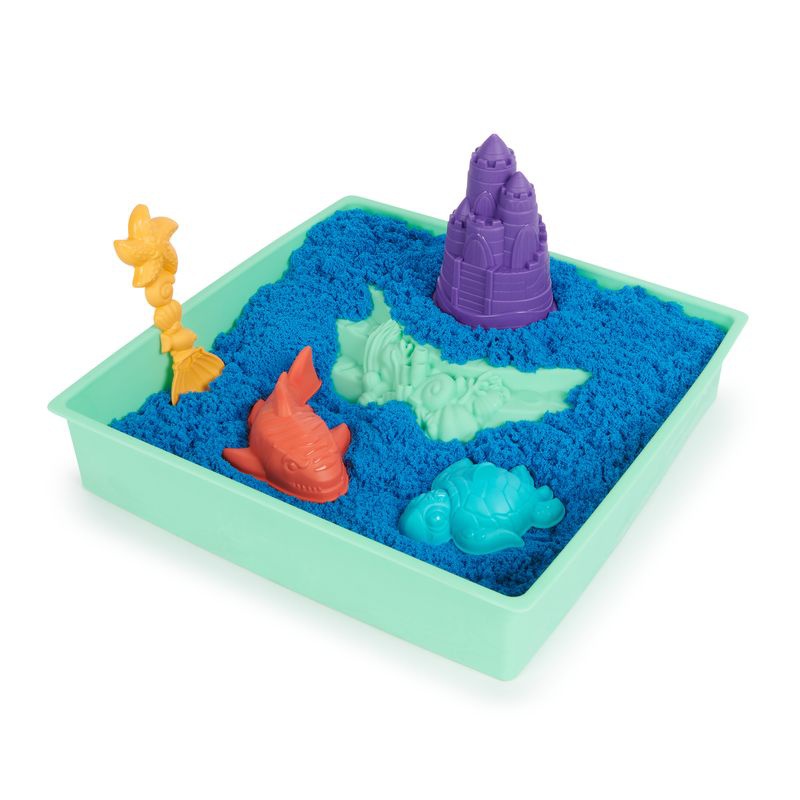 Kinetic Sand scatola di sabbia liquida con base blu