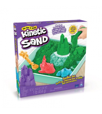 Kinetic Sand scatola di sabbia liquida con base verde