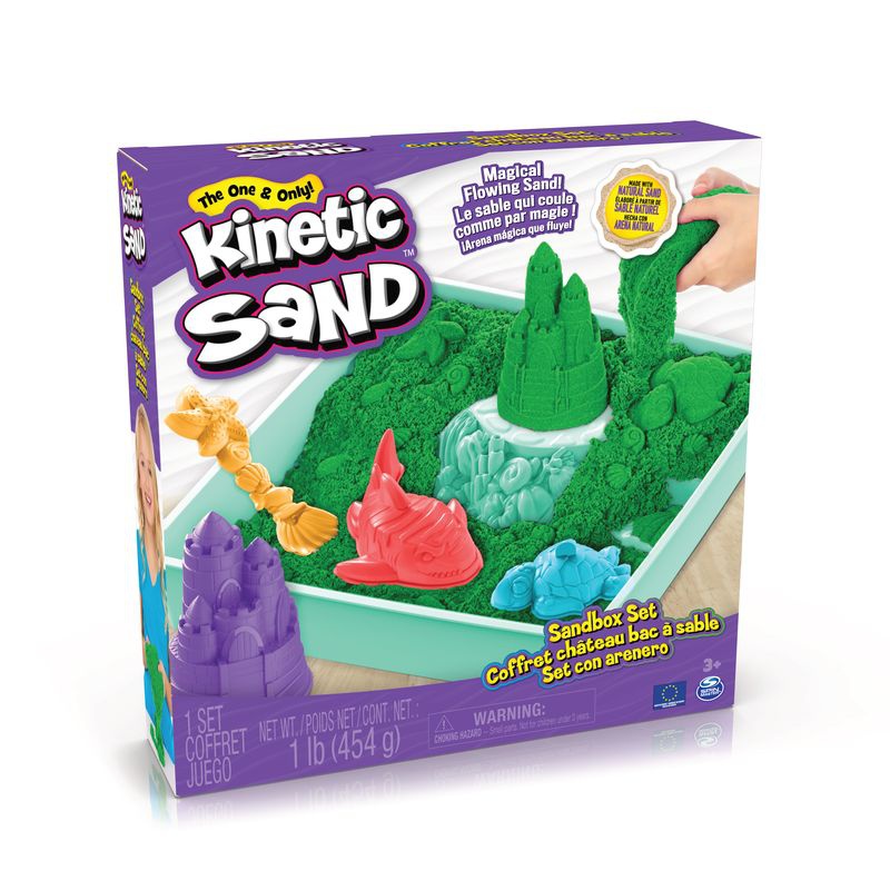 Kinetic Sand scatola di sabbia liquida con base verde