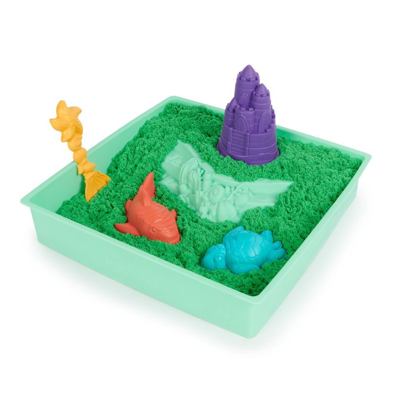 Kinetic Sand scatola di sabbia liquida con base verde