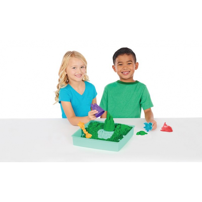 Kinetic Sand scatola di sabbia liquida con base verde