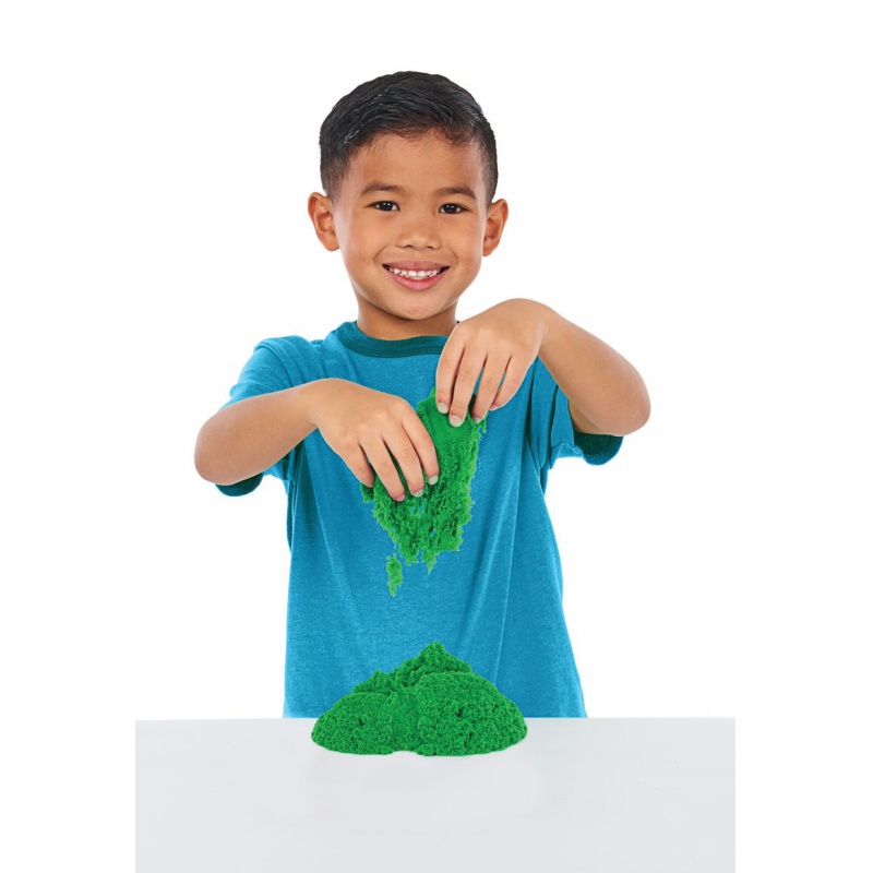 Kinetic Sand scatola di sabbia liquida con base verde
