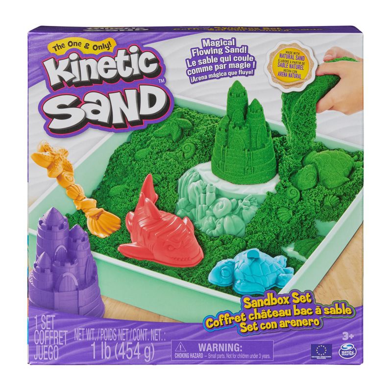 Kinetic Sand scatola di sabbia liquida con base verde