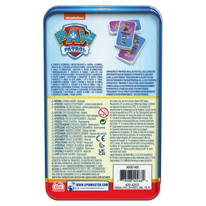 Spin Master Games PAW Patrol domino in scatola di latta