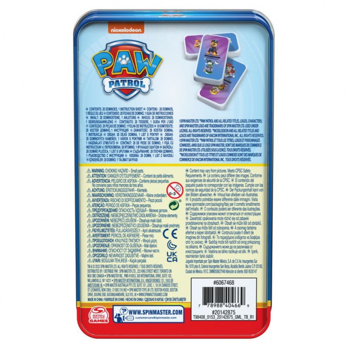 Spin Master Games PAW Patrol domino in scatola di latta