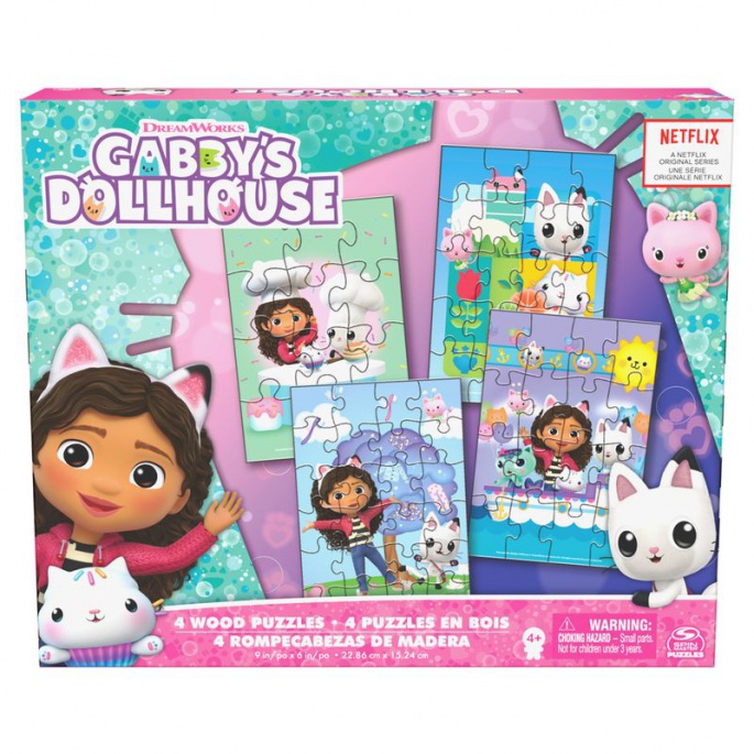 Spin Master Games Gabby's Dollhouse puzzle di legno 4 immagini
