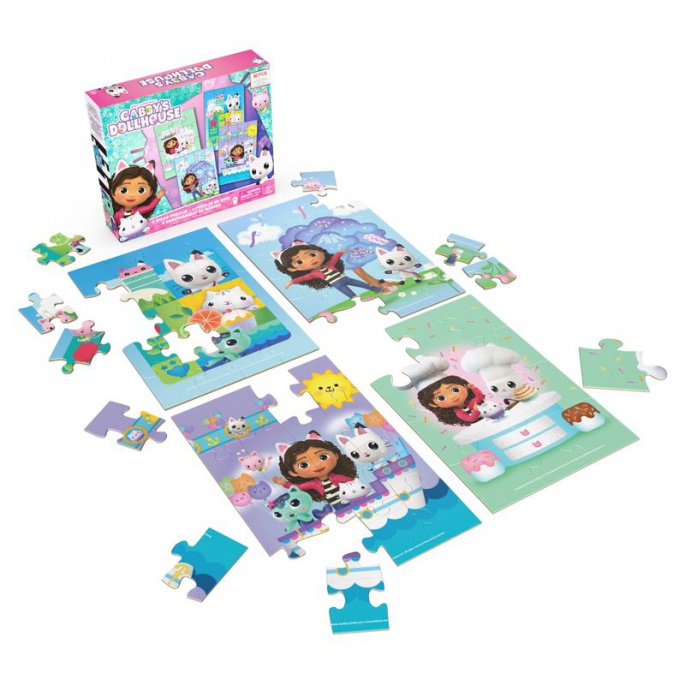Spin Master Games Gabby's Dollhouse puzzle di legno 4 immagini