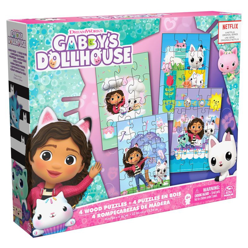 Spin Master Games Gabby's Dollhouse puzzle di legno 4 immagini