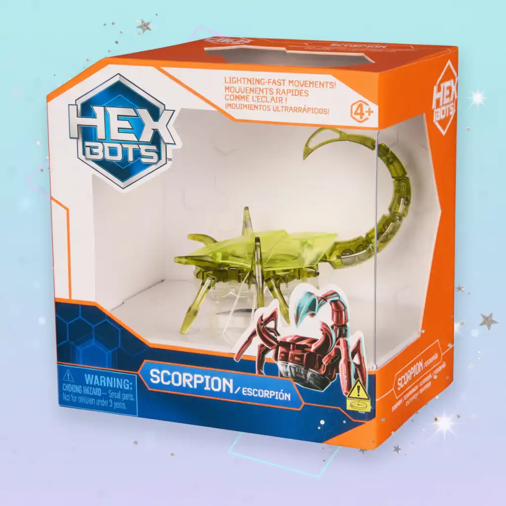 Lavorazione precisa e dettagli realistici dello scorpione robotico verde.