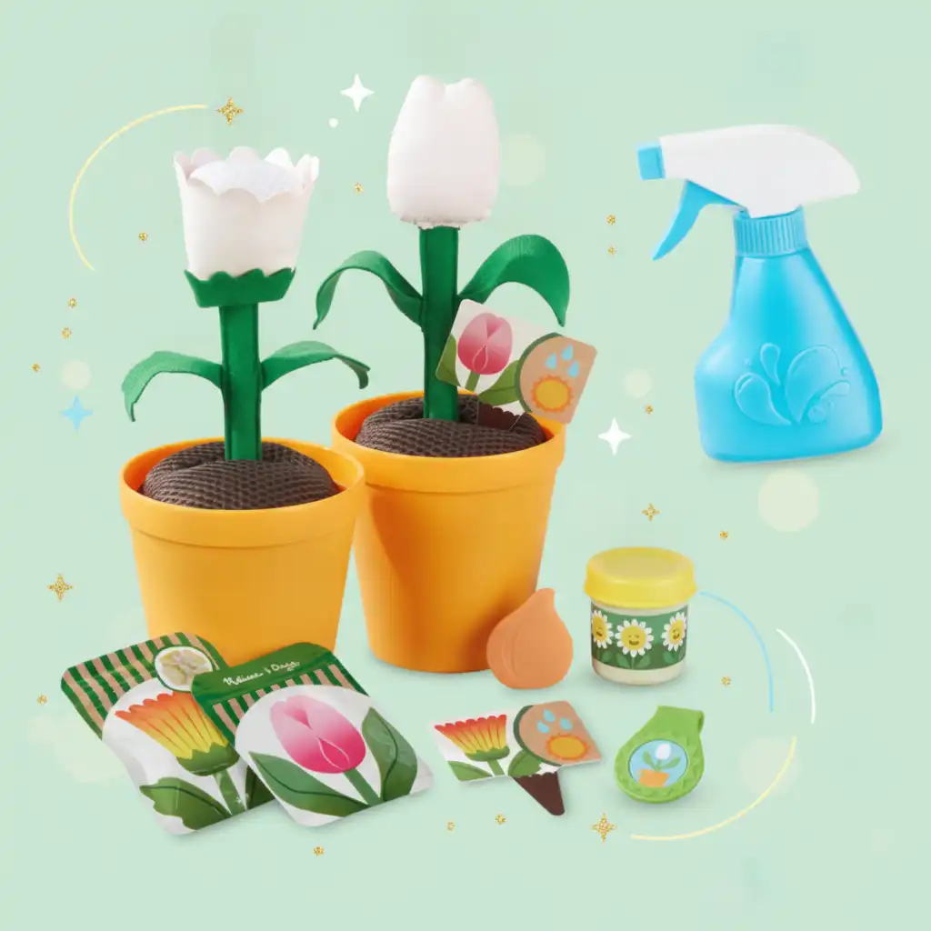 Set dettagliatamente realizzato per piccoli giardinieri con colori che cambiano.
