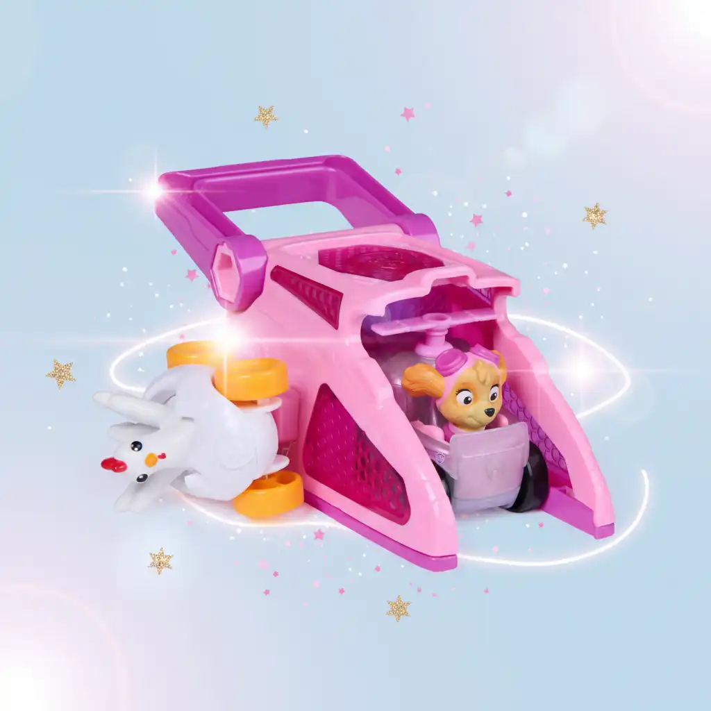 Elaborazione dettagliata del meccanismo di lancio e delle macchinine da corsa Skye.