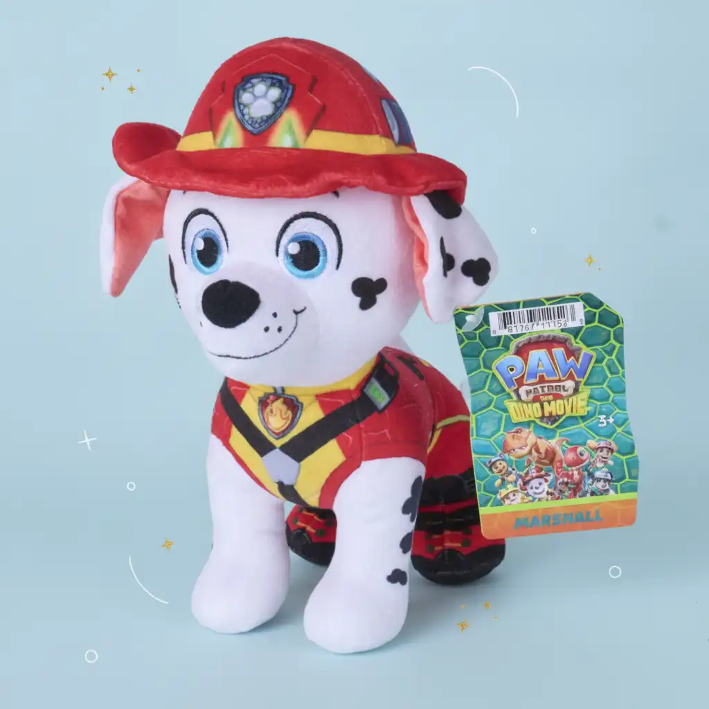 Vivi un emozionante salvataggio di dinosauri con il coraggioso peluche Marshall.