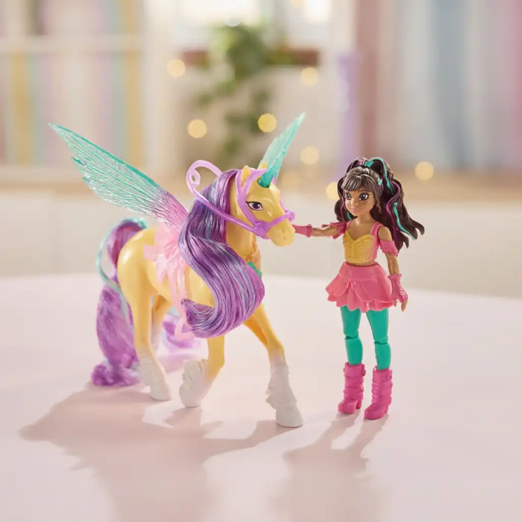 Prenditi cura della criniera del tuo unicorno con la spazzola inclusa.